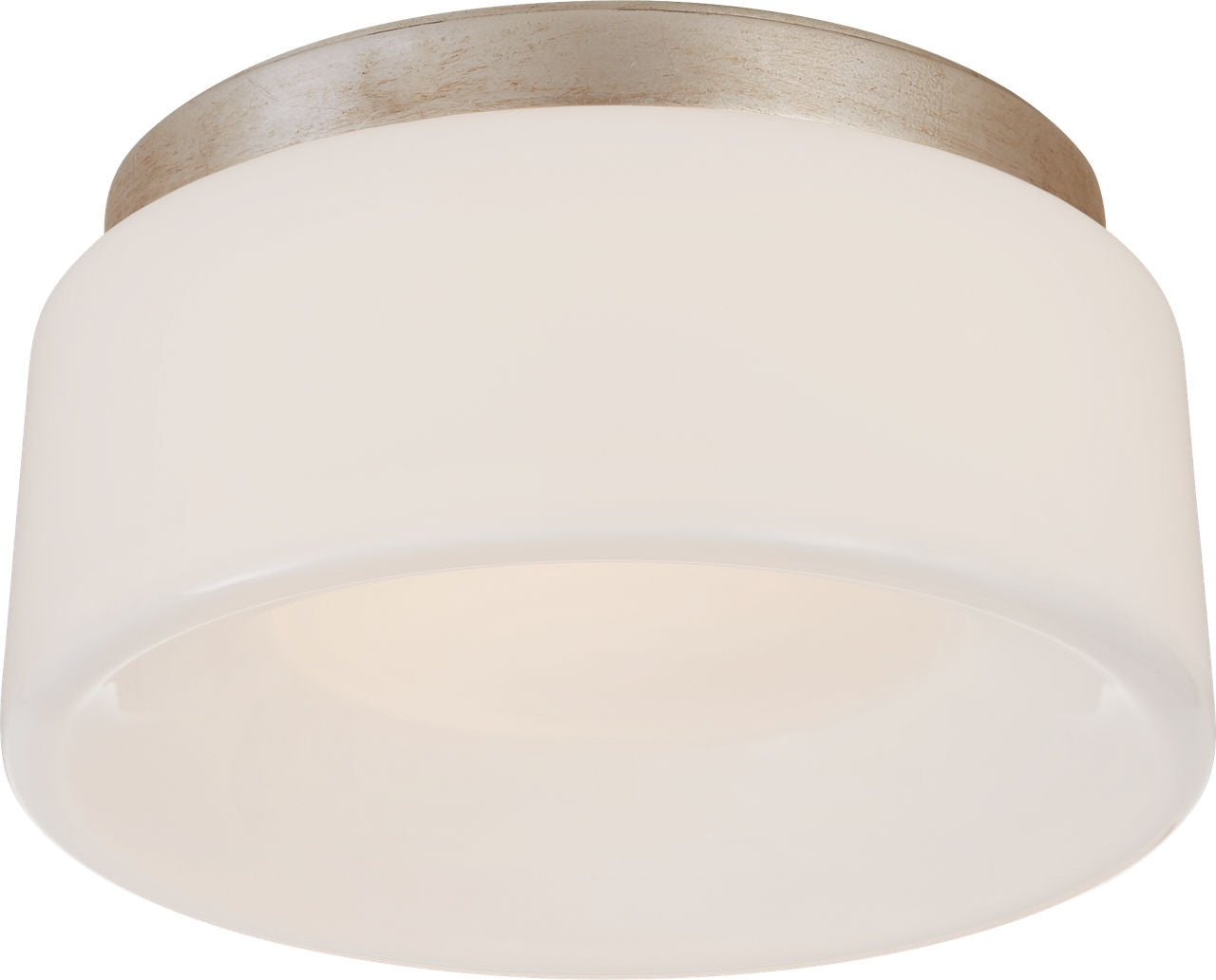 Halo 5.5" Solitaire Flush Mount | Burnished Silver Leaf | White Glass