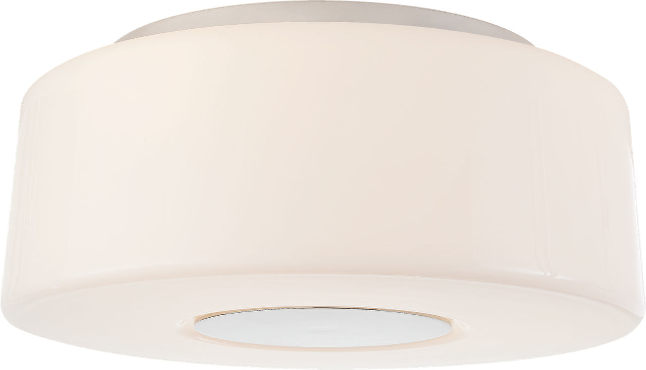 Acme Large Flush Mount | Polished Nickel | White Glass