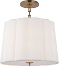 Simple Scallop Large Hanging Shade | Soft Brass | Linen Shade