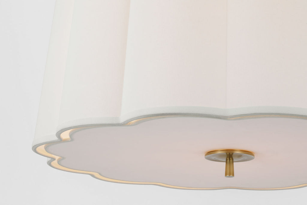 Simple Scallop Large Hanging Shade | Soft Brass | Linen Shade