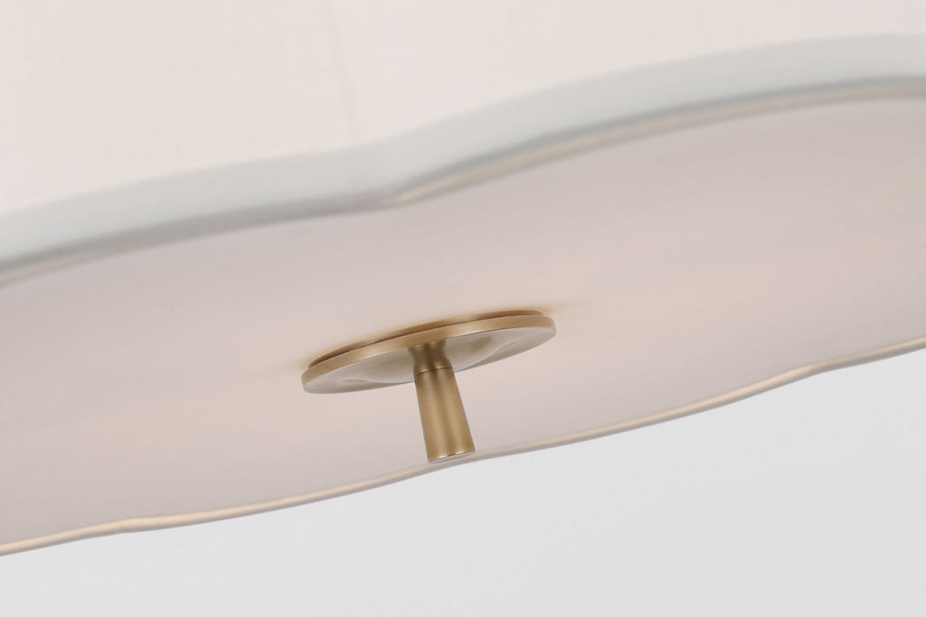 Simple Scallop Large Hanging Shade | Soft Brass | Linen Shade