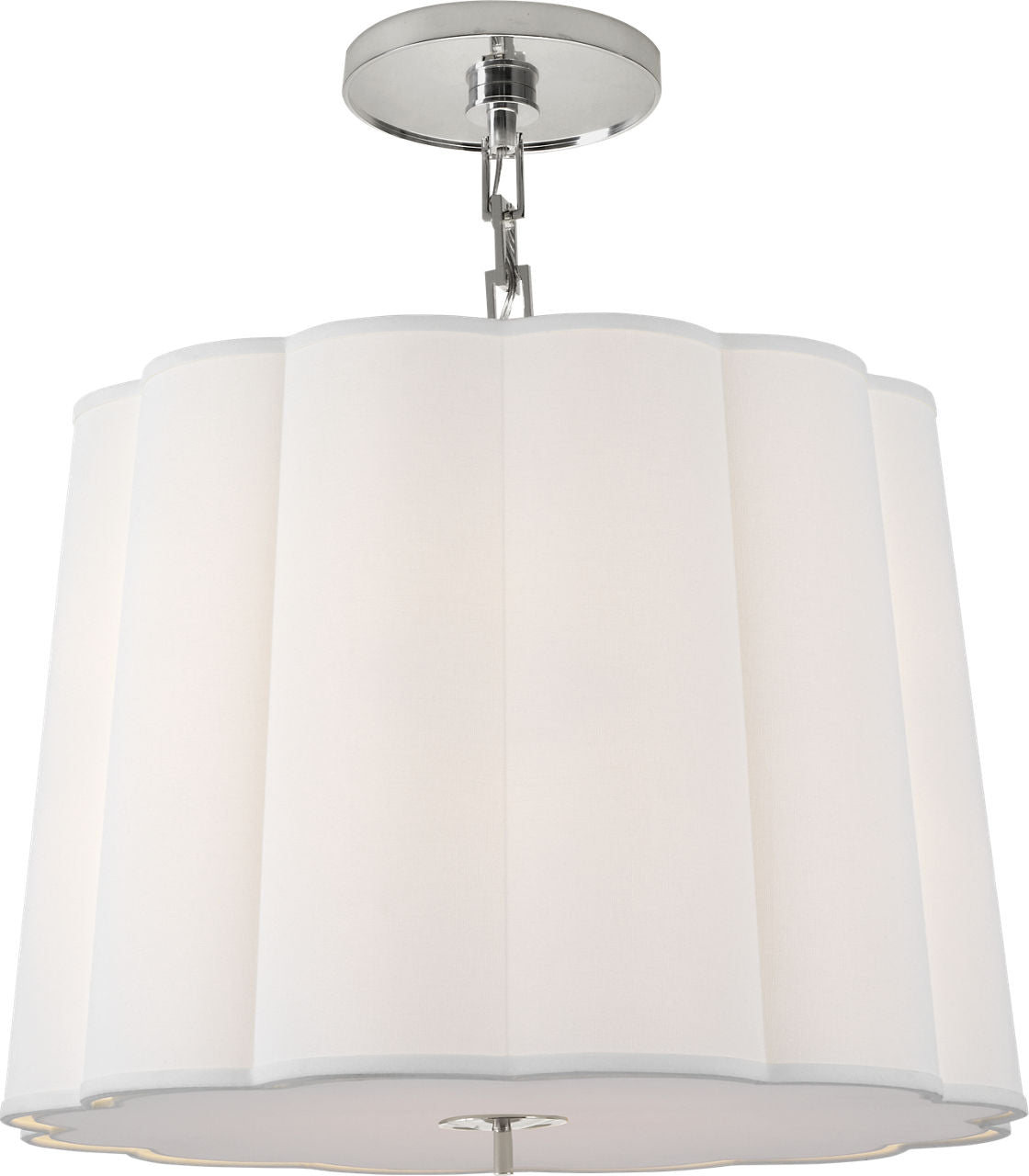 Simple Scallop Large Hanging Shade | Soft Silver | Linen Shade