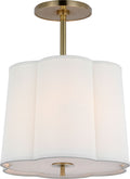 Simple Scallop Hanging Shade | Soft Brass | Linen Shade
