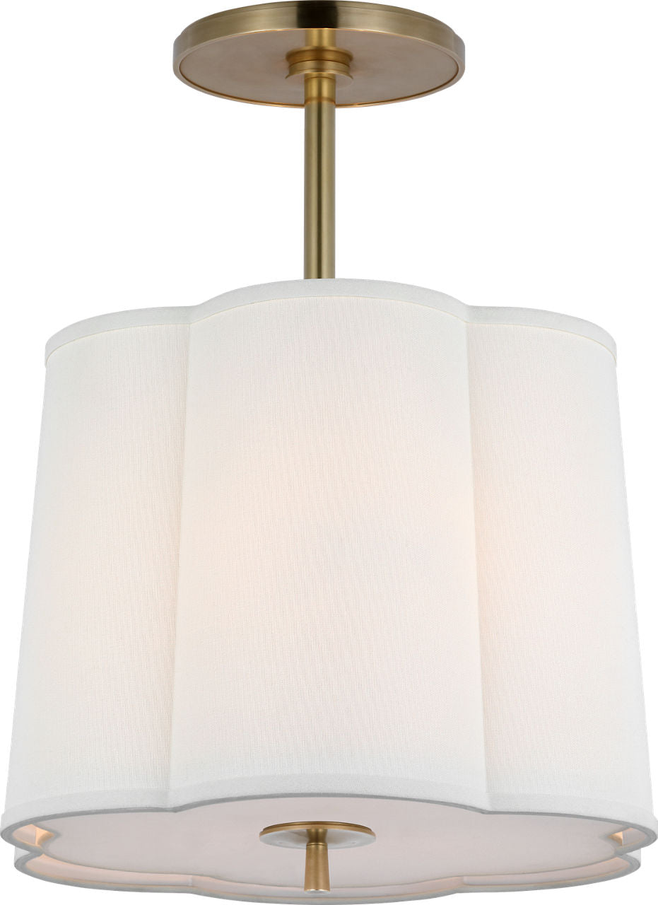 Simple Scallop Hanging Shade | Soft Brass | Linen Shade