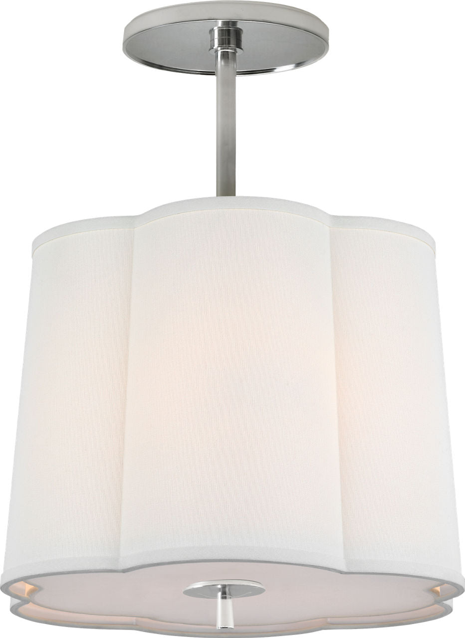 Simple Scallop Hanging Shade | Soft Silver | Linen Shade