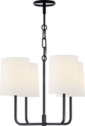 Go Lightly Small Chandelier | Charcoal | Linen Shades