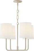 Go Lightly Small Chandelier | China White | Linen Shades