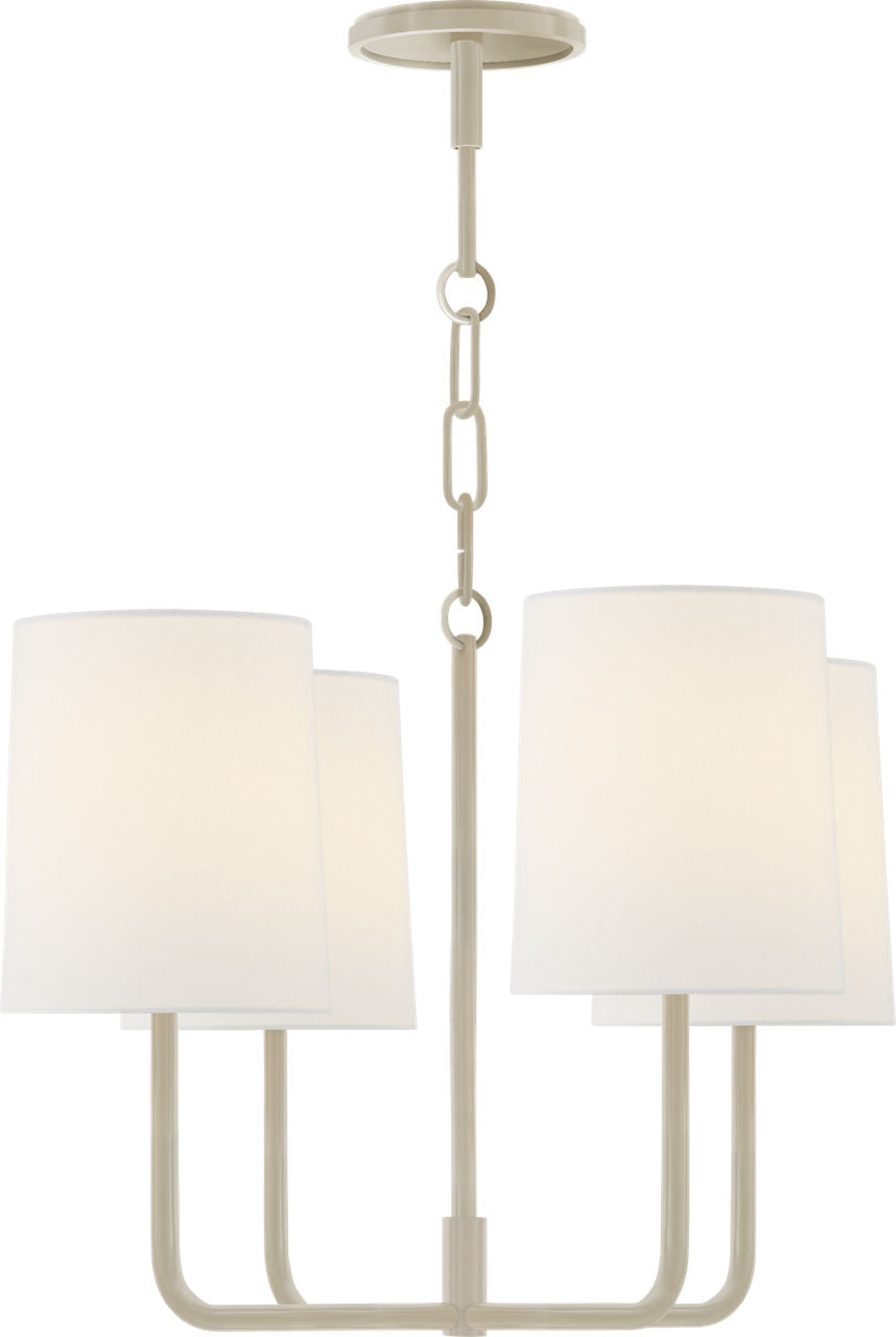 Go Lightly Small Chandelier | China White | Linen Shades