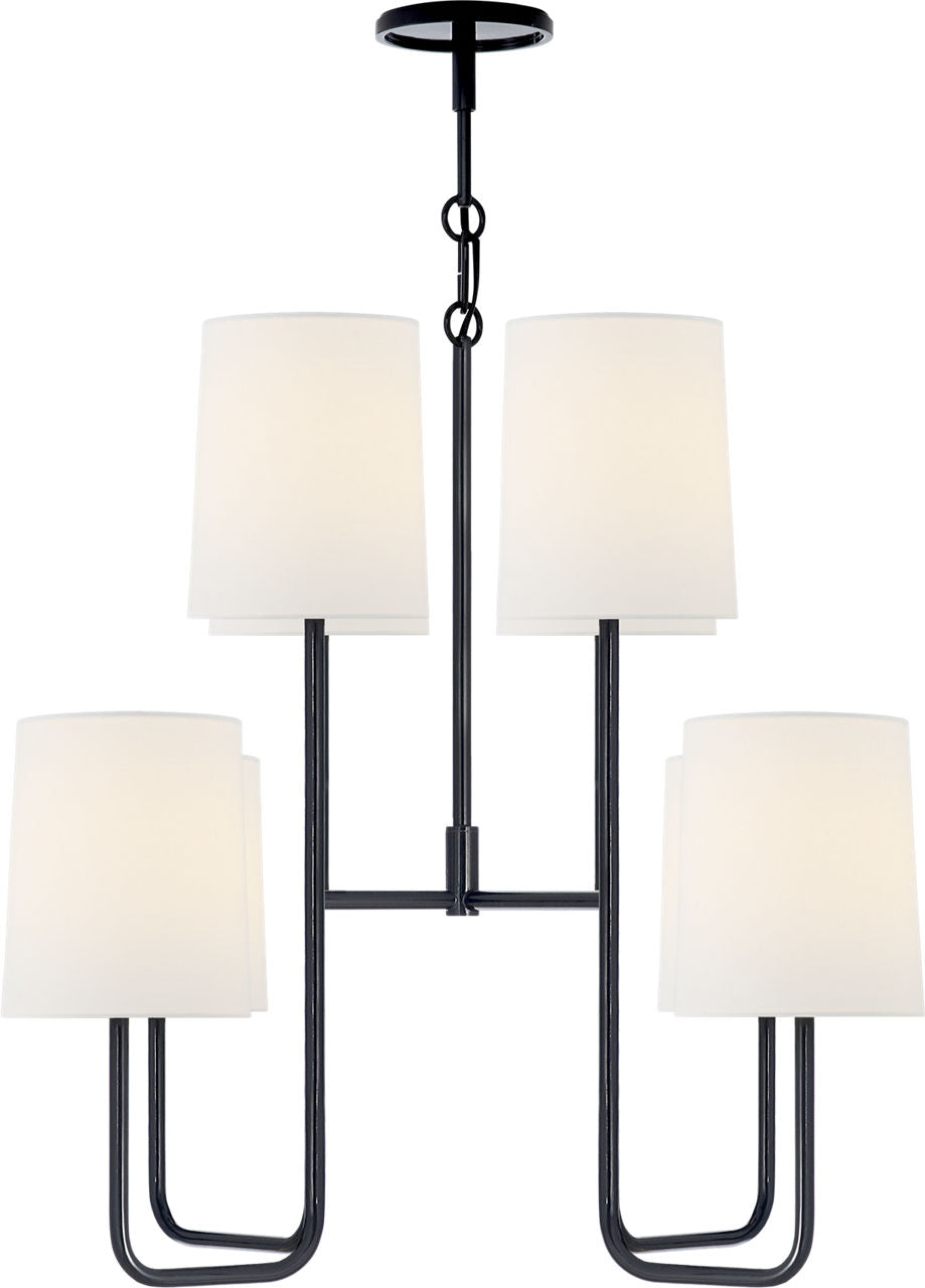 Go Lightly Medium Chandelier | Charcoal | Linen Shades