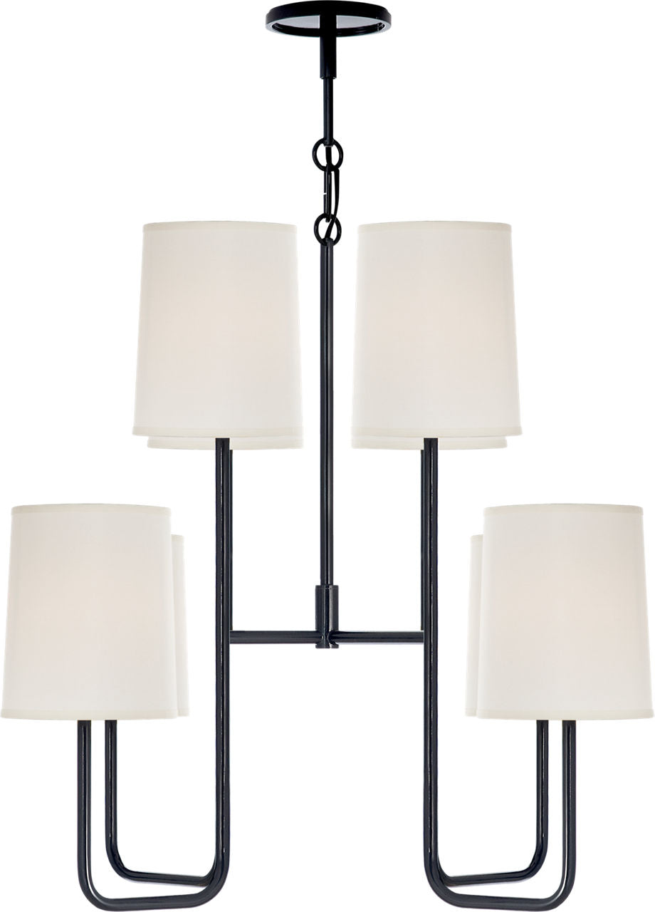 Go Lightly Medium Chandelier | Charcoal | Silk Shades