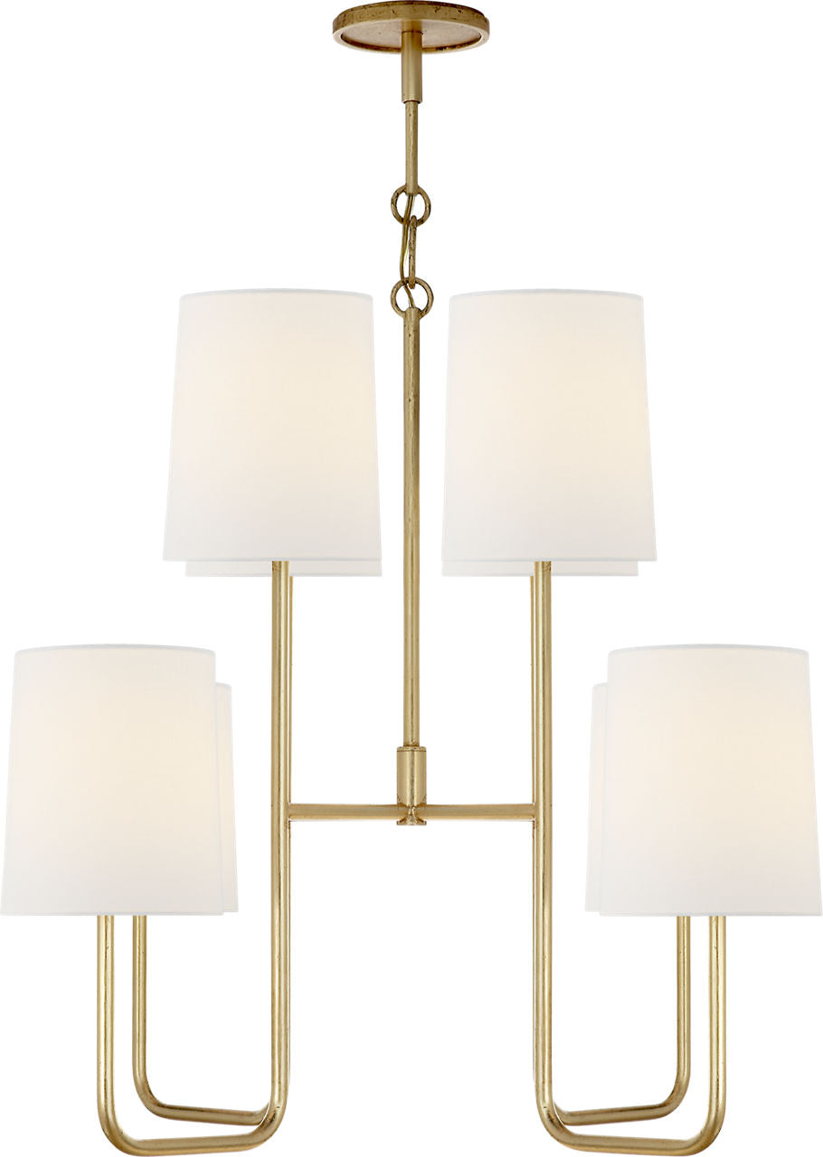 Go Lightly Medium Chandelier | Gilded | Linen Shades