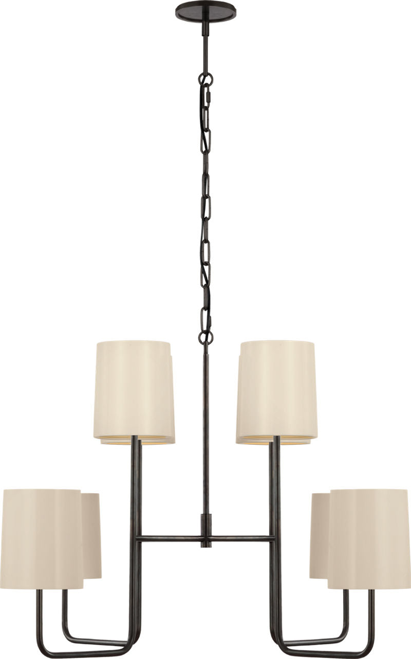 Go Lightly Extra Large Two Tier Chandelier | Bronze | China White Shades
