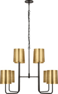 Go Lightly Extra Large Two Tier Chandelier | Bronze | Soft Brass Shades