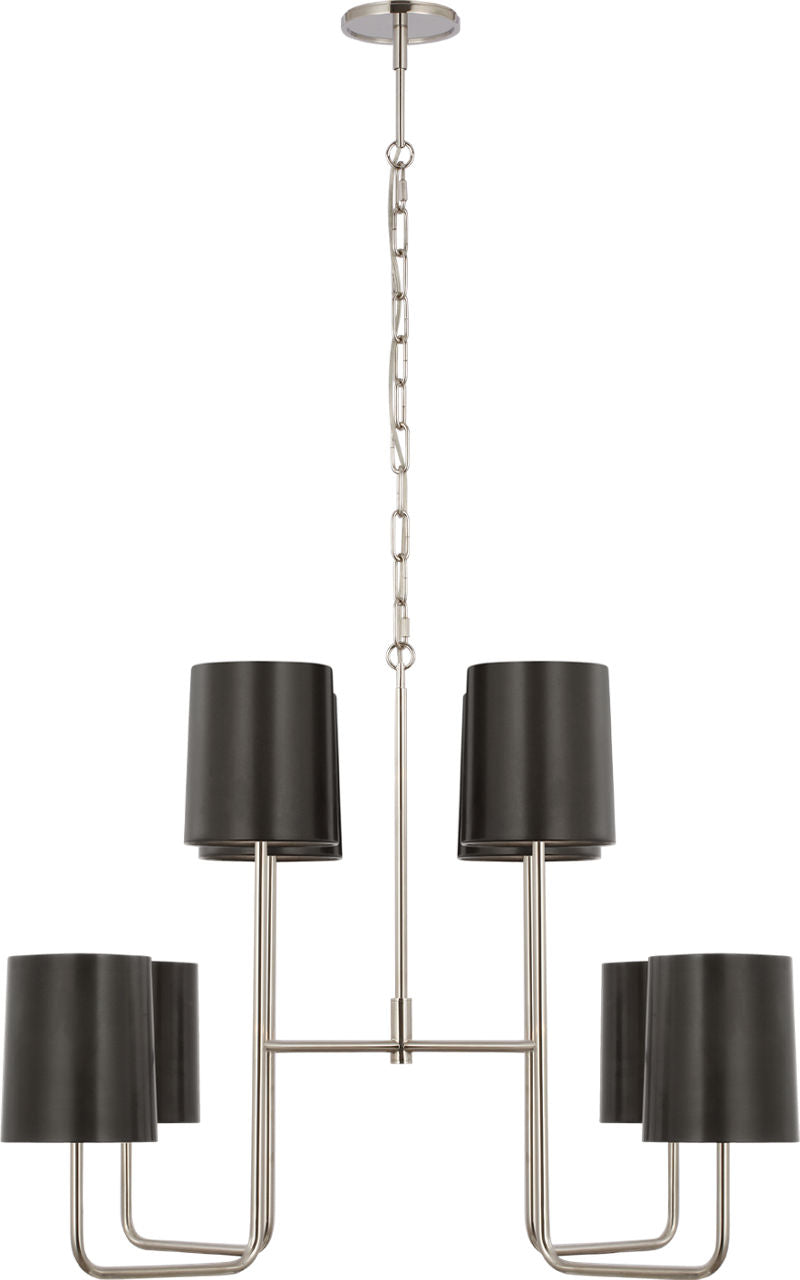 Go Lightly Extra Large Two Tier Chandelier | Polished Nickel | Bronze Shades