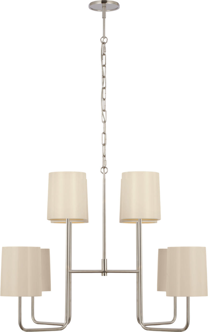Go Lightly Extra Large Two Tier Chandelier | Polished Nickel | China White Shades