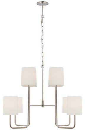 Go Lightly Extra Large Two Tier Chandelier | Polished Nickel | Linen Shades