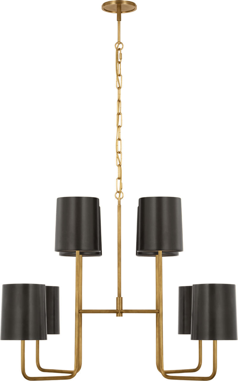 Go Lightly Extra Large Two Tier Chandelier | Soft Brass | Bronze Shades