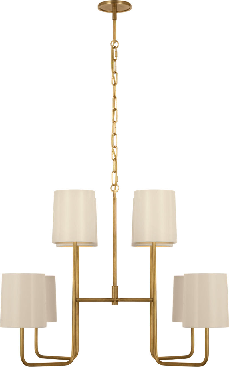 Go Lightly Extra Large Two Tier Chandelier | Soft Brass | China White Shades