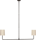 Go Lightly 54" Two Light Linear Chandelier | Bronze | China White Shades