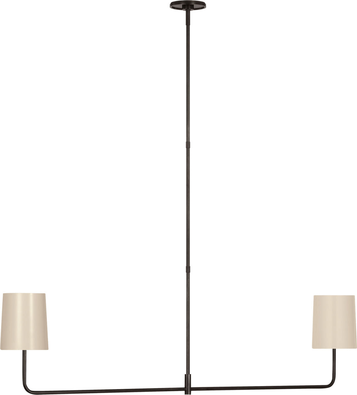 Go Lightly 54" Two Light Linear Chandelier | Bronze | China White Shades