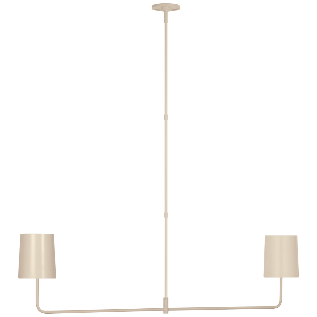 Go Lightly 54" Two Light Linear Chandelier | China White | China White Shades