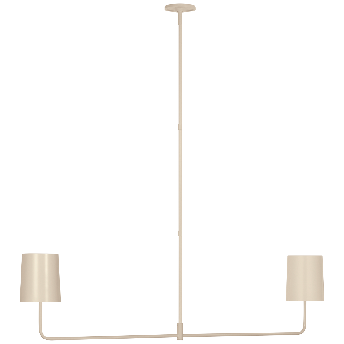 Go Lightly 54" Two Light Linear Chandelier | China White | China White Shades