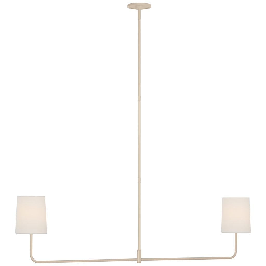 Go Lightly 54" Two Light Linear Chandelier | China White | Linen Shades