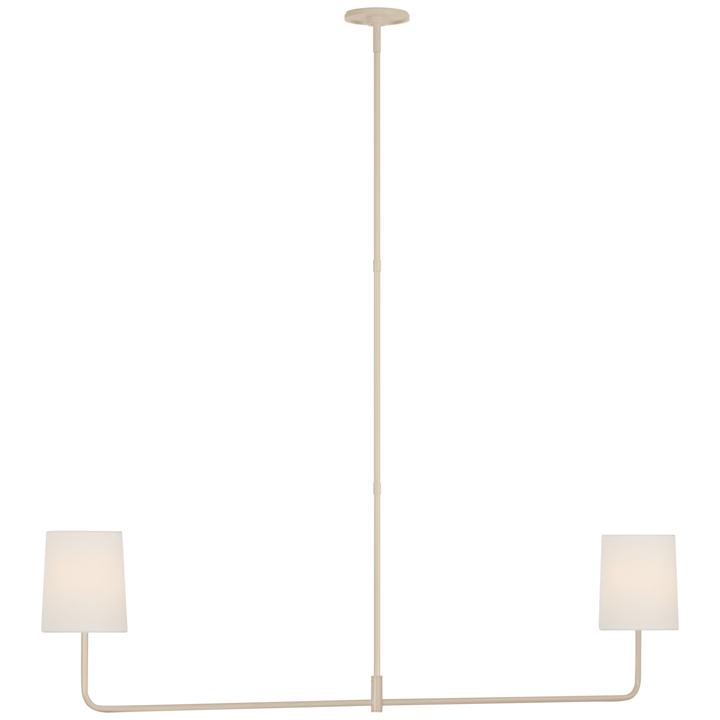 Go Lightly 54" Two Light Linear Chandelier | China White | Linen Shades