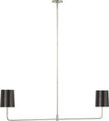 Go Lightly 54" Two Light Linear Chandelier | Polished Nickel | Bronze Shades