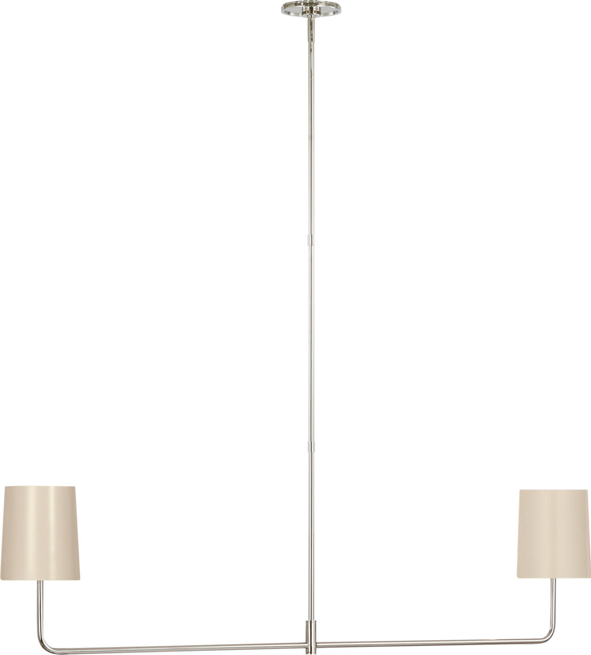 Go Lightly 54" Two Light Linear Chandelier | Polished Nickel | China White Shades