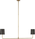 Go Lightly 54" Two Light Linear Chandelier | Soft Brass | Bronze Shades