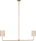 Go Lightly 54" Two Light Linear Chandelier | Soft Brass | China White Shades