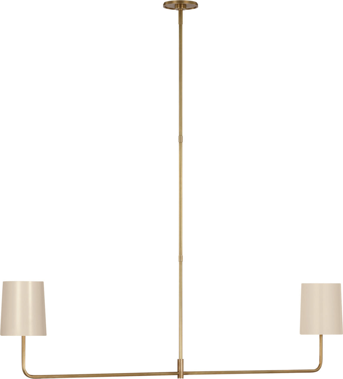 Go Lightly 54" Two Light Linear Chandelier | Soft Brass | China White Shades