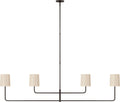 Go Lightly 70" Four Light Linear Chandelier | Bronze | China White Shades