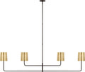 Go Lightly 70" Four Light Linear Chandelier | Bronze | Soft Brass Shades