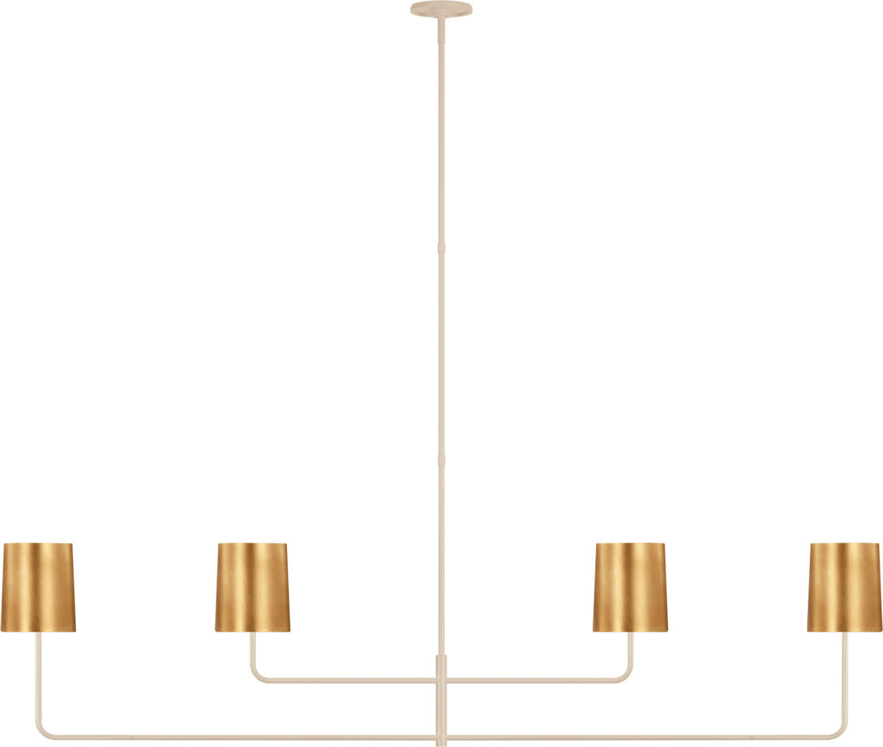 Go Lightly 70" Four Light Linear Chandelier | China White | Gild Shades