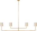 Go Lightly 70" Four Light Linear Chandelier | Gild | China White Shades
