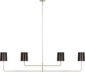 Go Lightly 70" Four Light Linear Chandelier | Polished Nickel | Bronze Shades