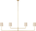 Go Lightly 70" Four Light Linear Chandelier | Soft Brass | China White Shades