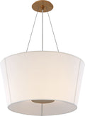 Hoop Medium Inverted Hanging Shade | Soft Brass | Linen Shade