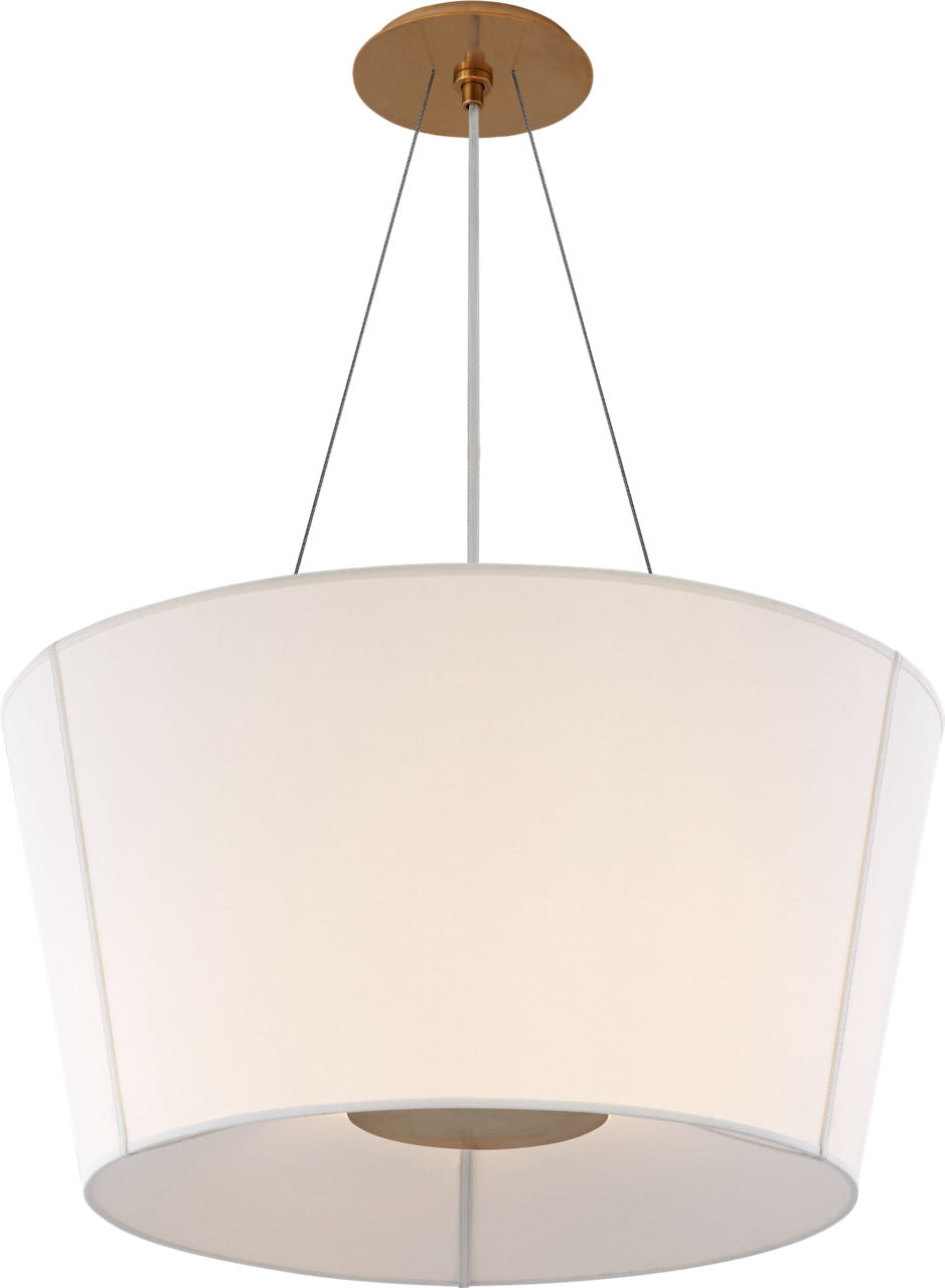 Hoop Medium Inverted Hanging Shade | Soft Brass | Linen Shade