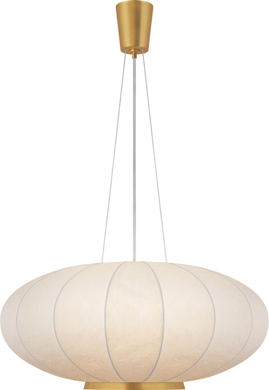 Paper Moon Large Hanging Shade | Soft Brass | Rice Paper Shade