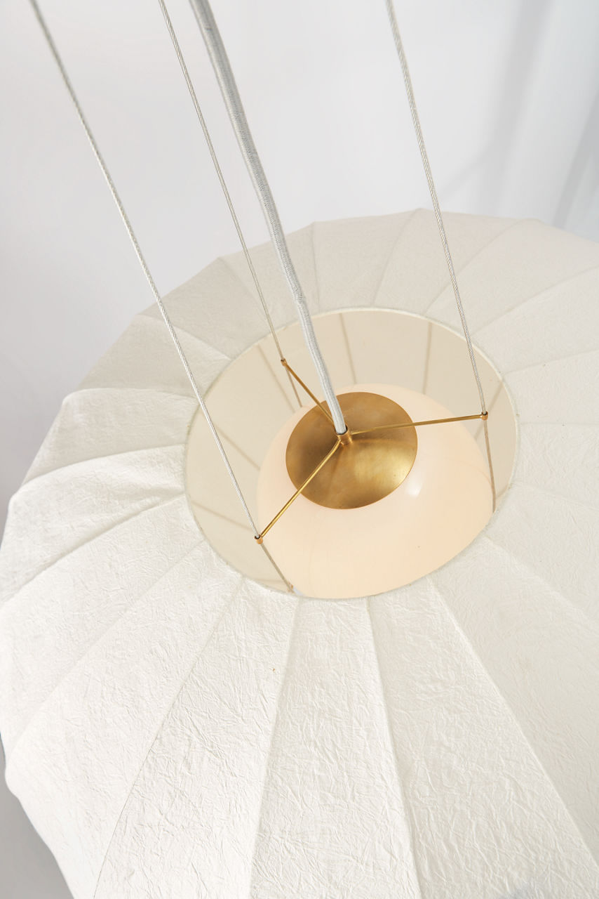 Paper Moon Large Hanging Shade | Soft Brass | Rice Paper Shade