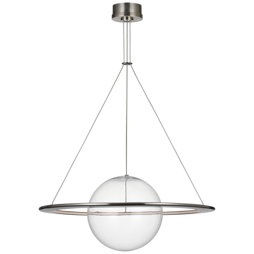 Cosmos 28" Ring and Orb Chandelier | Pewter | Clear Glass