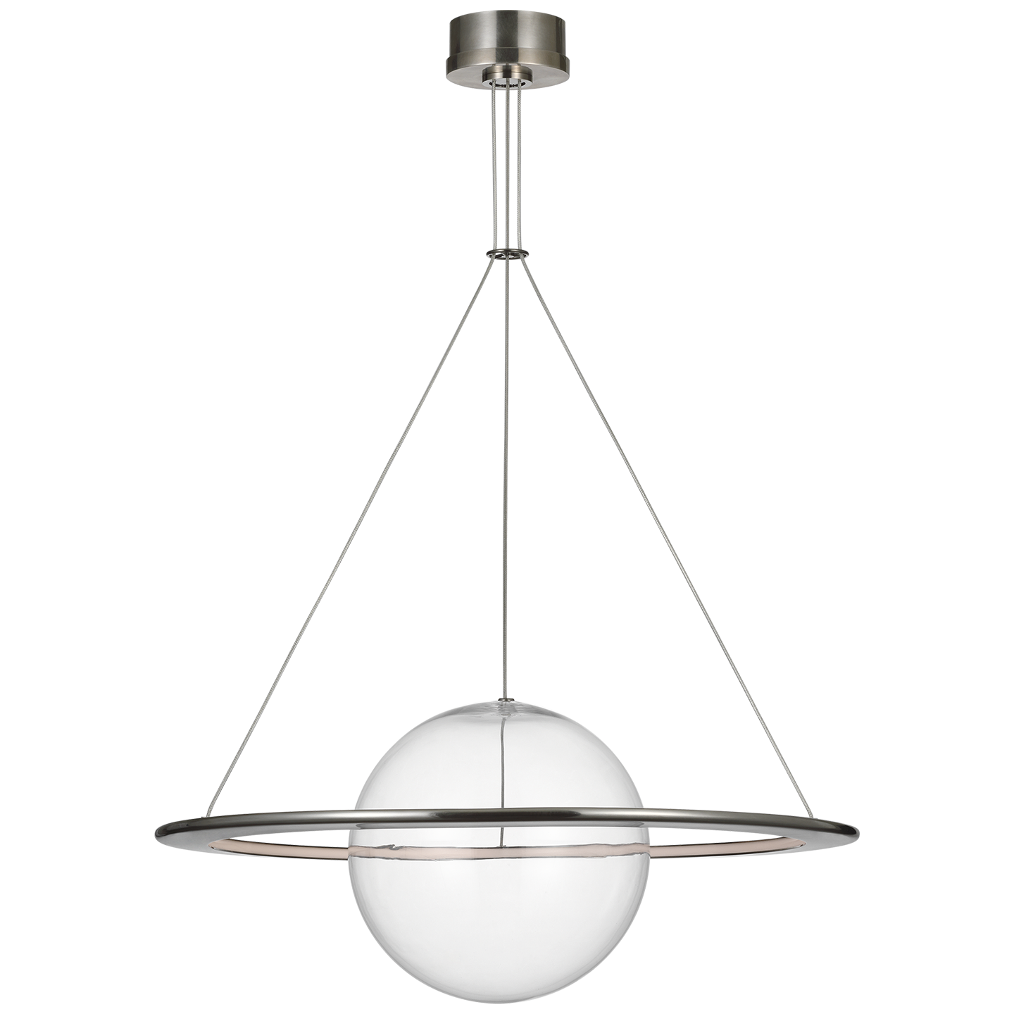 Cosmos 28" Ring and Orb Chandelier | Pewter | Clear Glass