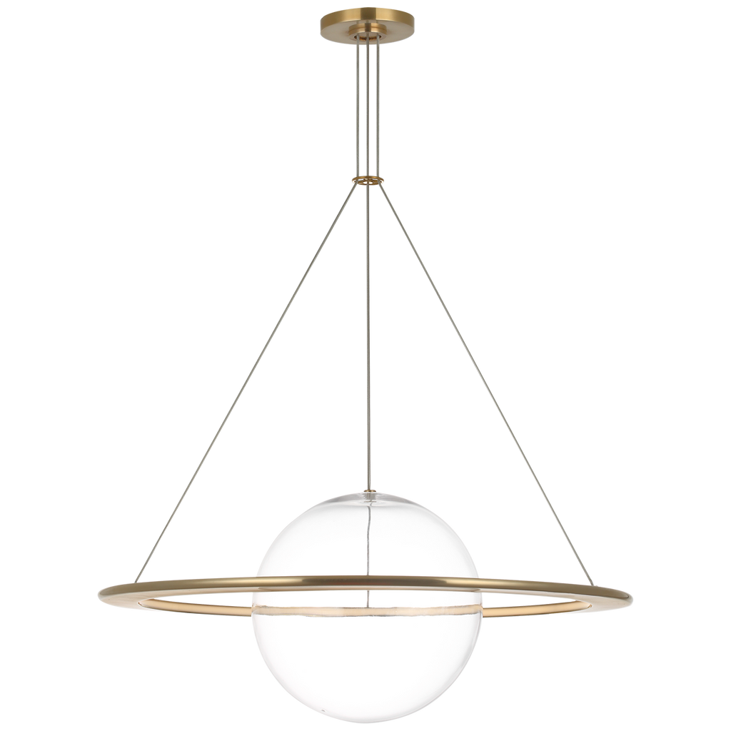 Cosmos 28" Ring and Orb Chandelier | Soft Brass | Clear Glass