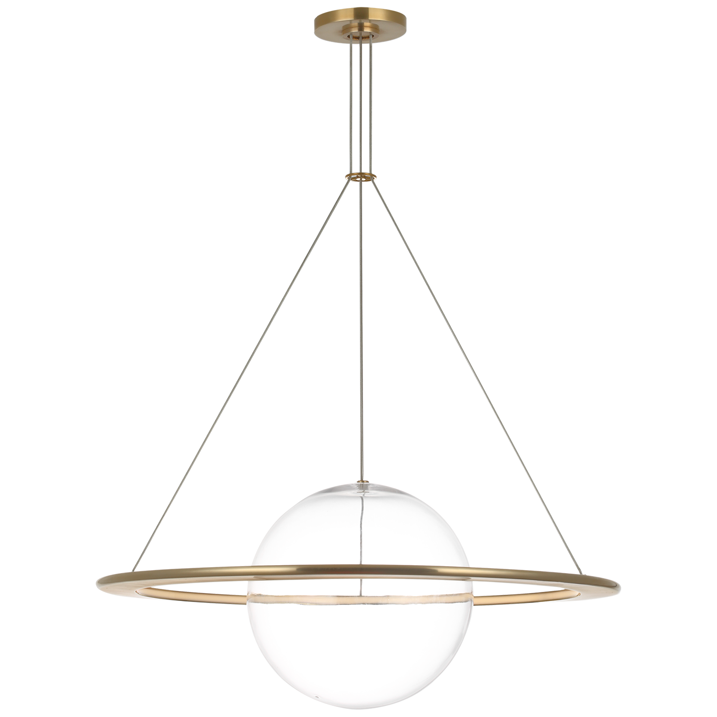Cosmos 28" Ring and Orb Chandelier | Soft Brass | Clear Glass