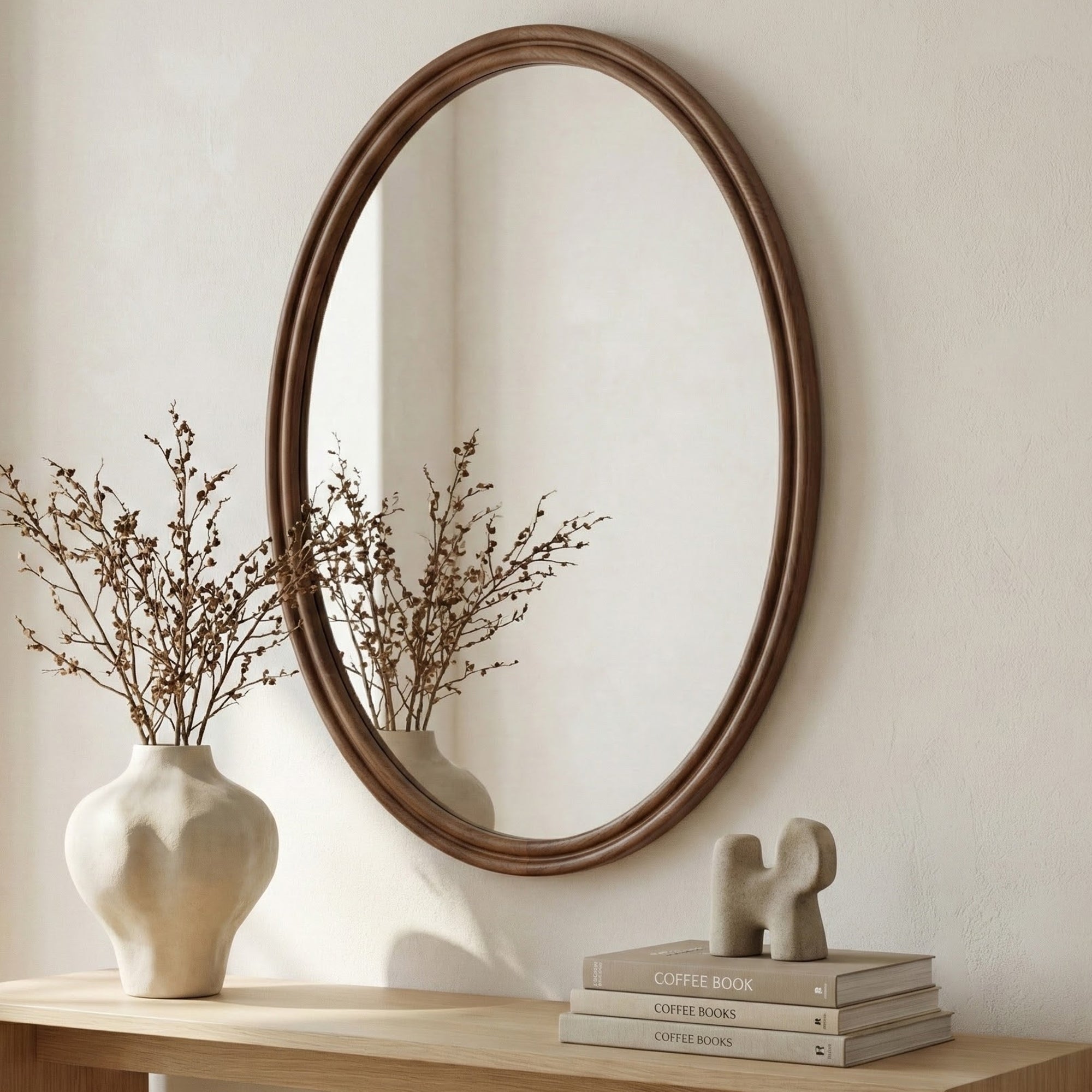 Alcott Oval Mirror Walnut