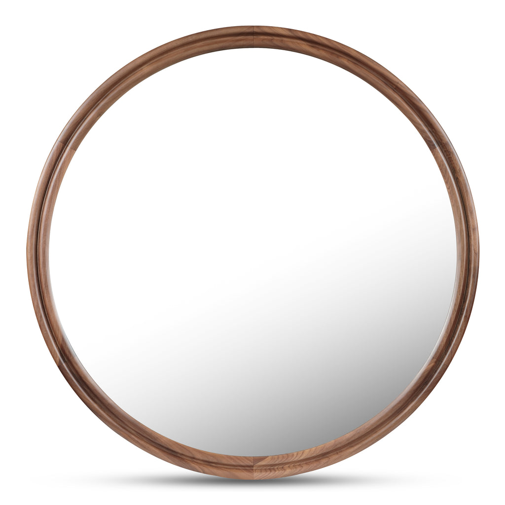 Alcott Large Round Mirror Walnut