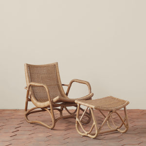 Bodega Wicker Lounge Chair + Ottoman in Natural